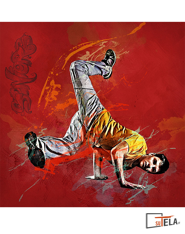 dipinto personalizzato danza hip hop sfondo rosso