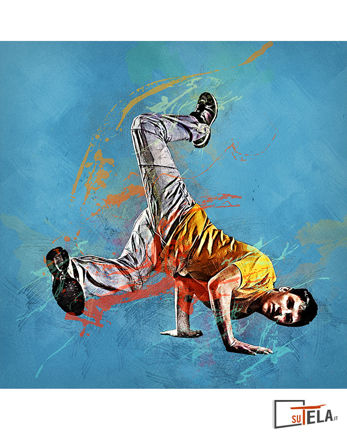 dipinto personalizzato danza hip hop sfondo azzurro
