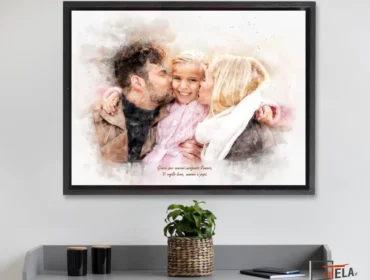 ritratto personalizzato per mamma e papà festa della mamma o festa del papà, ritratto su commissione ad acquerello