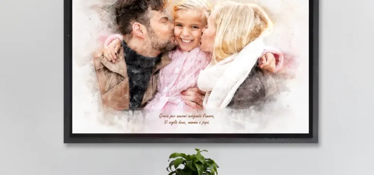 ritratto personalizzato per mamma e papà festa della mamma o festa del papà, ritratto su commissione ad acquerello