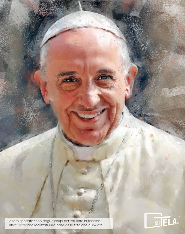 ritratto di papa Francesco dipinto ad olio su tela