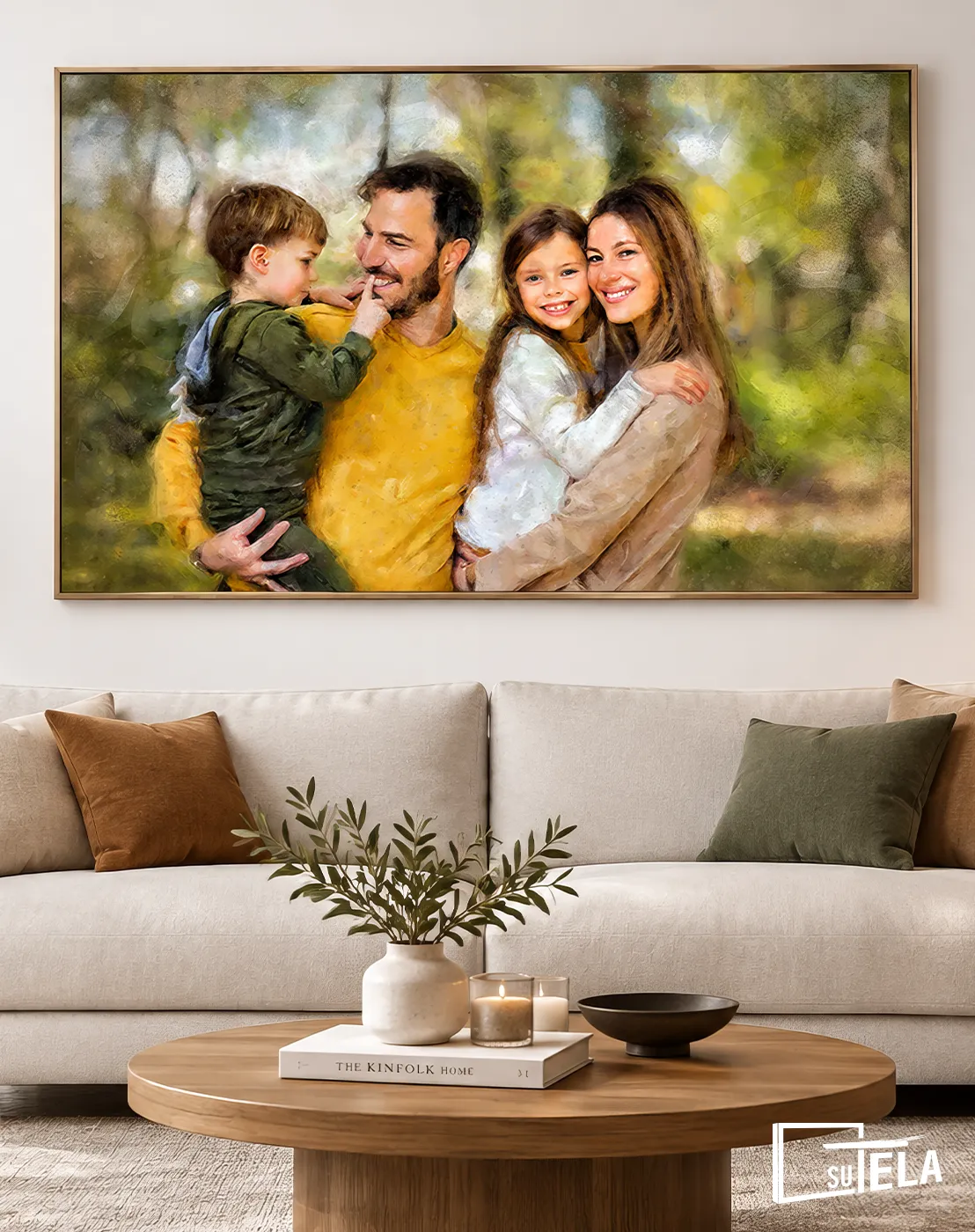 Ritratto di famiglia personalizzato a partire da una vostra foto, olio su tela