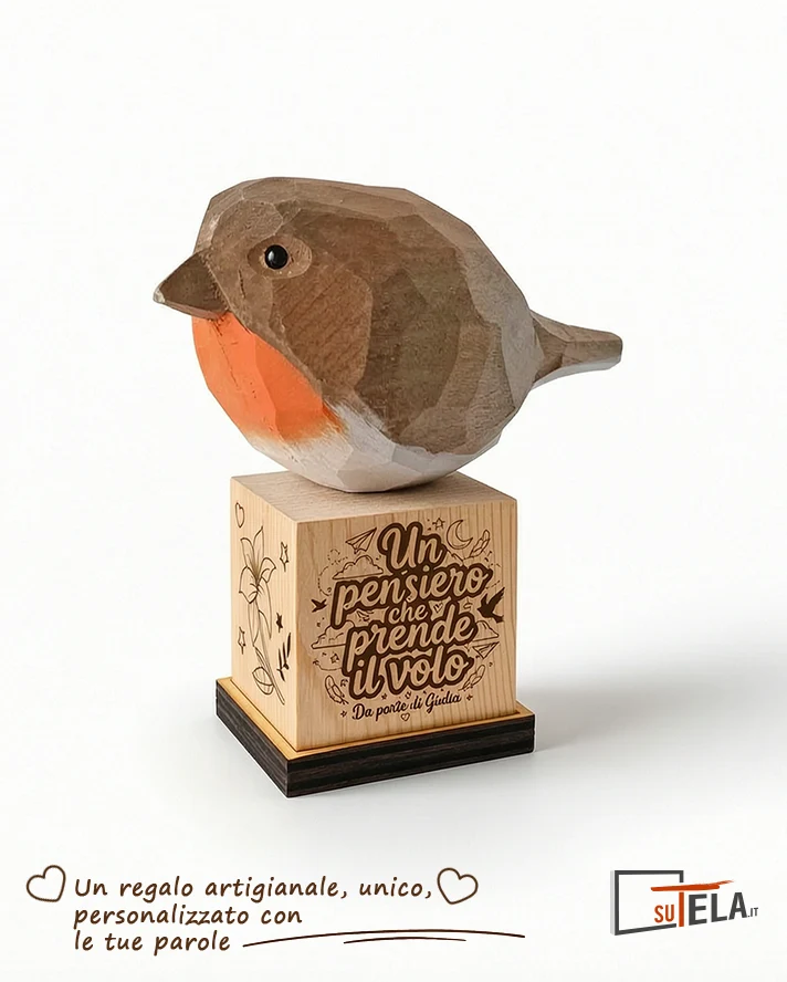 P-022- Uccellino intagliato con dedica incisa