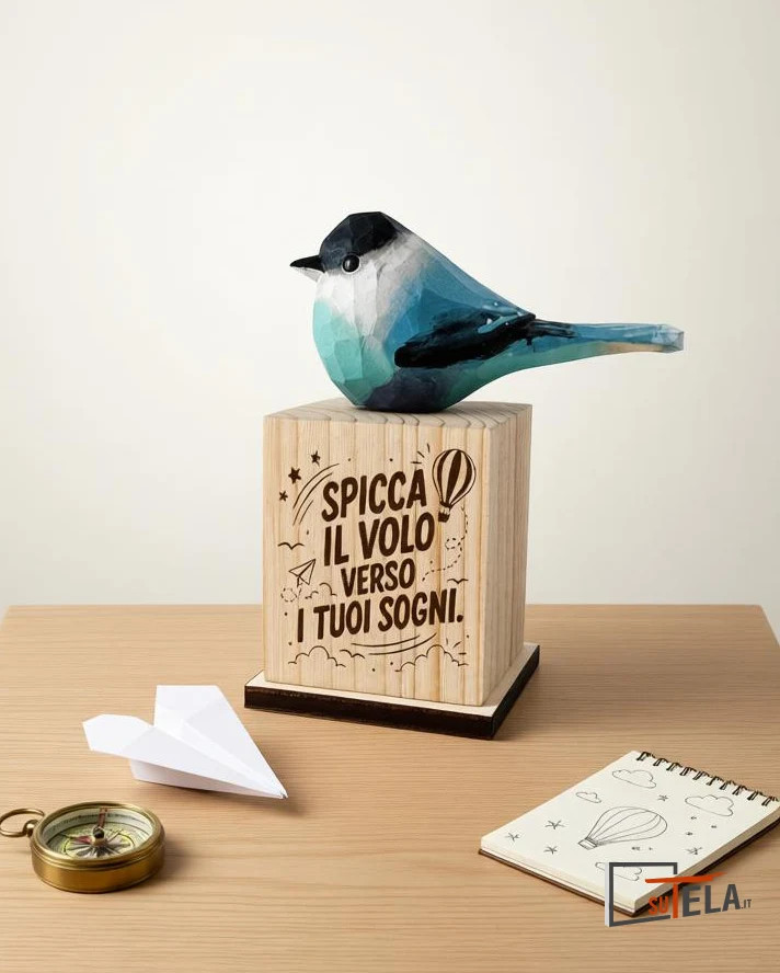 Uccellino in Legno Personalizzato con Incisione | Idea Regalo Artigianale